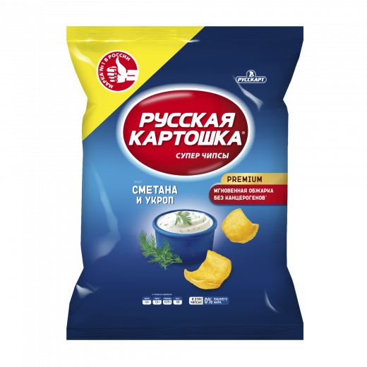 Чипсы Русская Картошка картофельные со вкусом сметана и укроп 140г