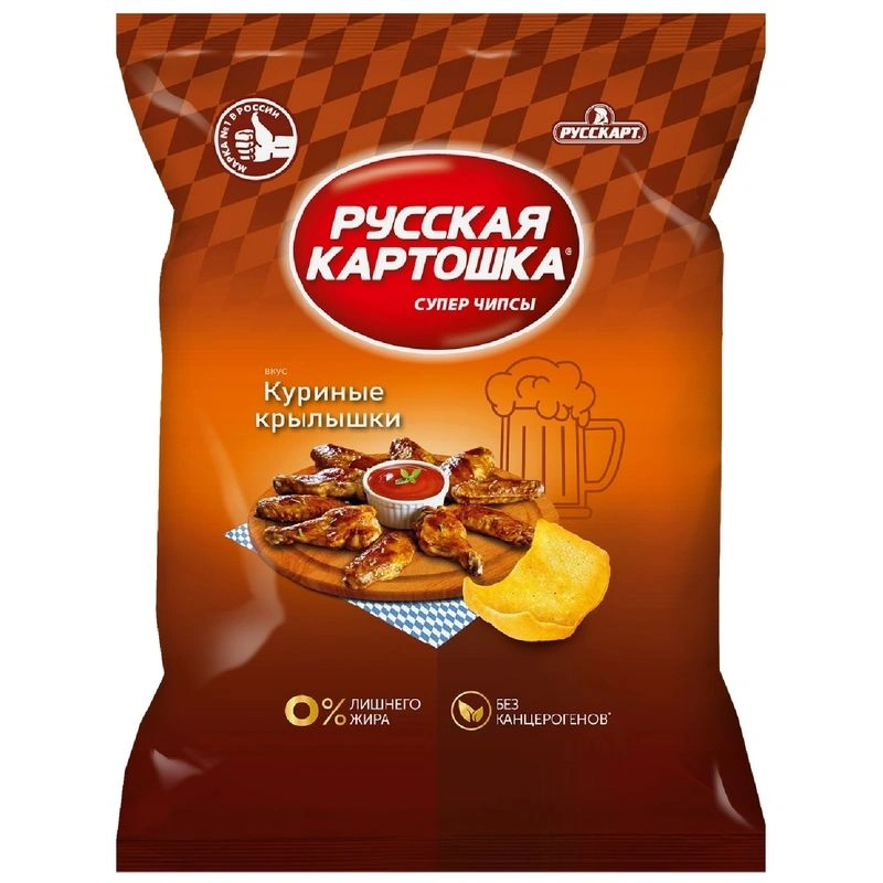 Чипсы Русская Картошка картофельные со вкусом куриных крылышек 140г
