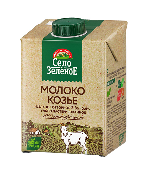 Молоко Козье Село Зеленое 2,8-5,6% 0,487л