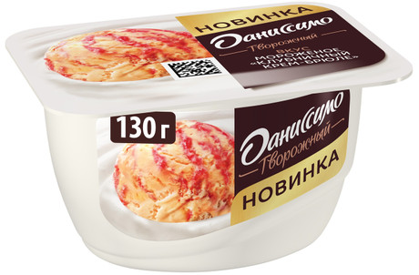 Продукт творожный Даниссимо с клубникой и кремом-брюле 5.7% 130г