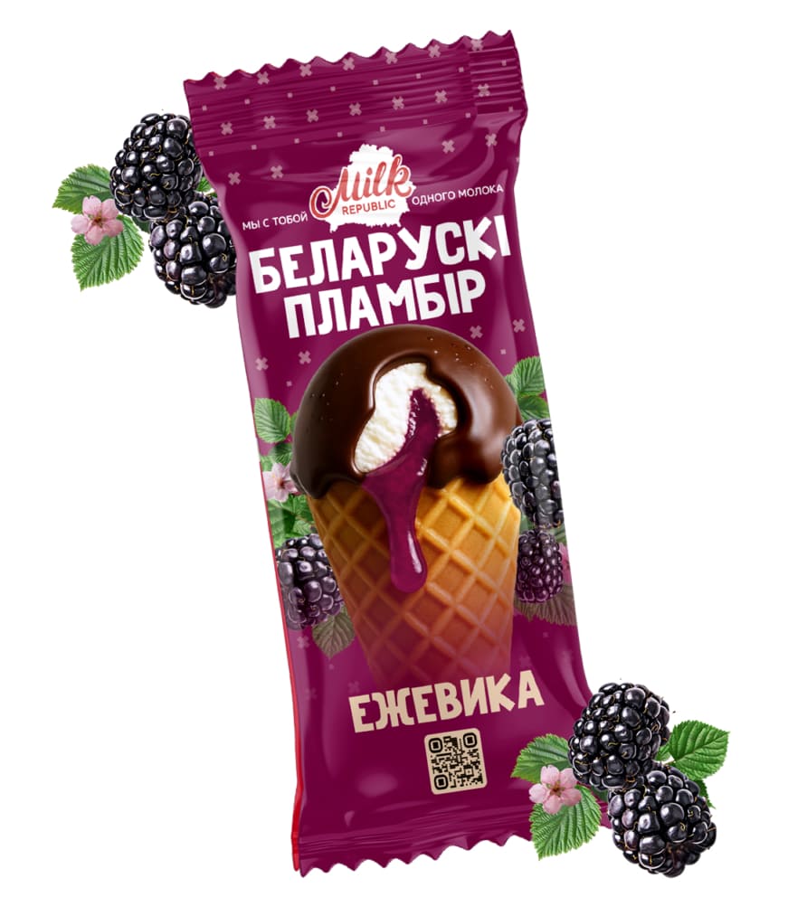 Мороженое Беларусский пломбир рожок ежевика Milk Republic 85г