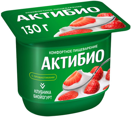 Йогурт Актибио клубника 2.9% 130г