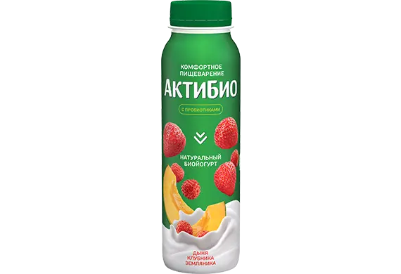 Йогурт питьевой Актибио дыня-клубника-земляника 1.5% 260г