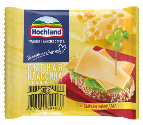 Сыр плавленый Hochland Маасдам в ломтиках 150г