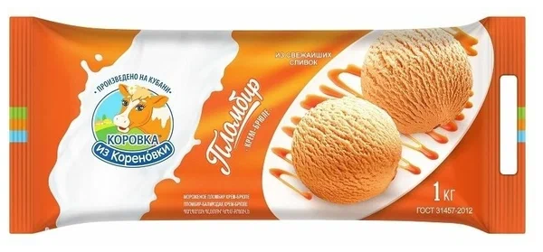 Мороженое пломбир Коровка из Кореновки крем-брюле 1кг