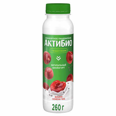 Йогурт Актибио вишня-семена чиа 1.5% 260г