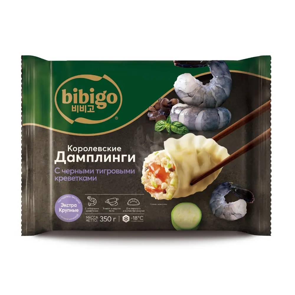 Дамплинги Bibigo Королевские Черные Тигровые креветки 350г