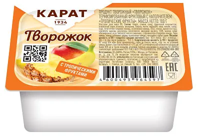 Творожок Карат тропические фрукты 9% 100г
