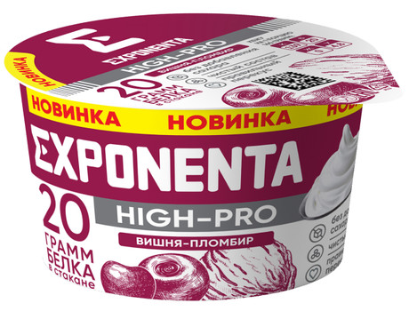 Продукт кисломолочный Exponenta High-Pro Вишня-пломбир протеиновый обезжиренный 160г
