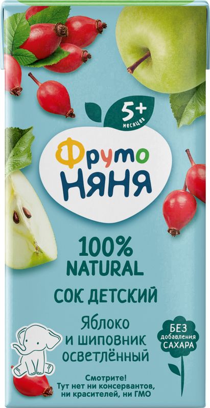 Сок ФрутоНяня яблоко-шиповник с 5 мес 200мл