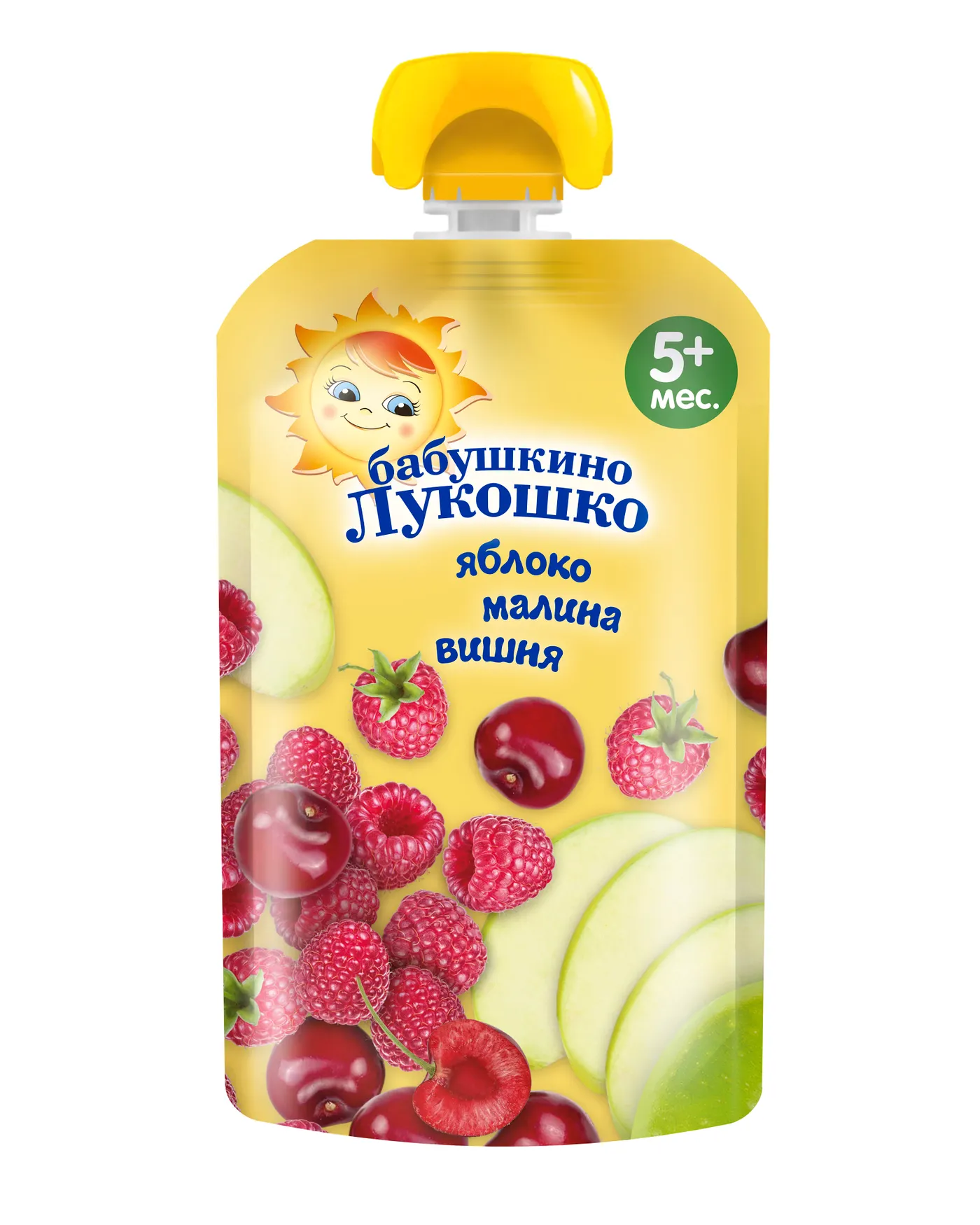 Пюре Бабушкино лукошко яблоко-малина-вишня с 5 мес. 90г