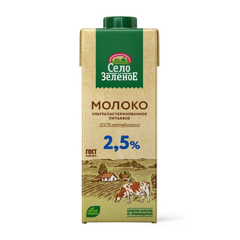 Молоко Село зеленое 2,5% 0,95л