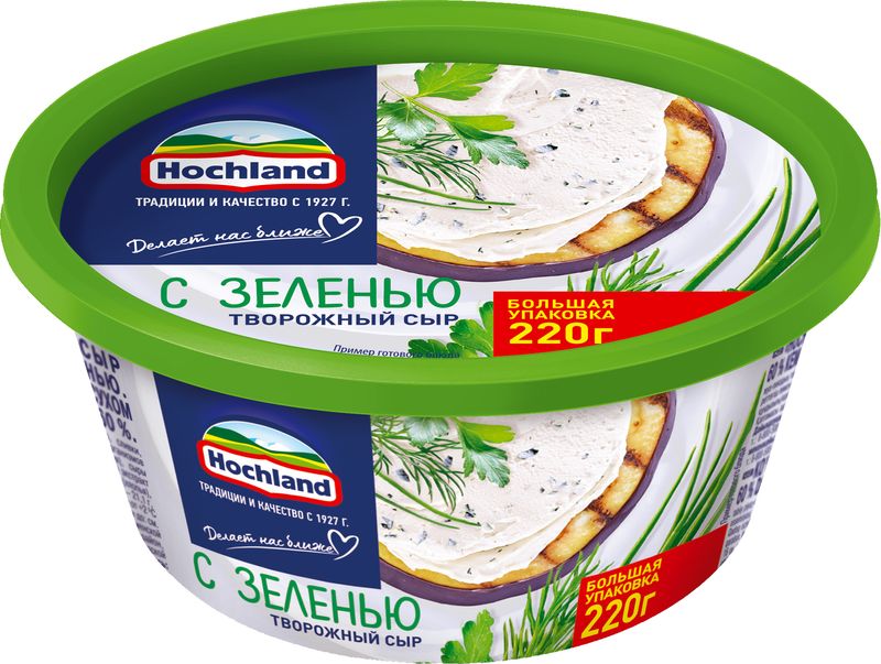 Сыр Hochland с зеленью творожный 60% 220г