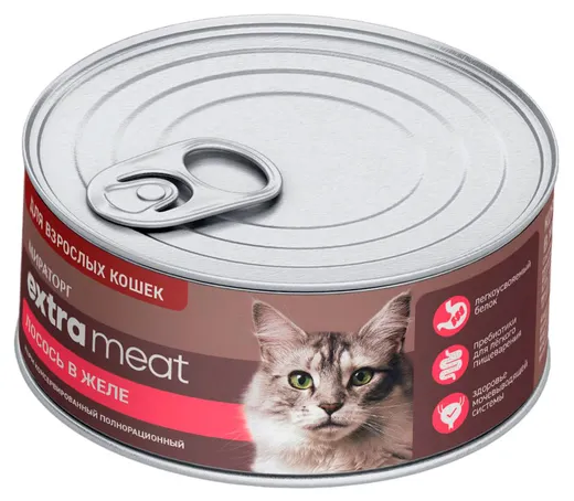 Корм влажный для кошек Мираторг Extra Meat Лосось в желе 85г
