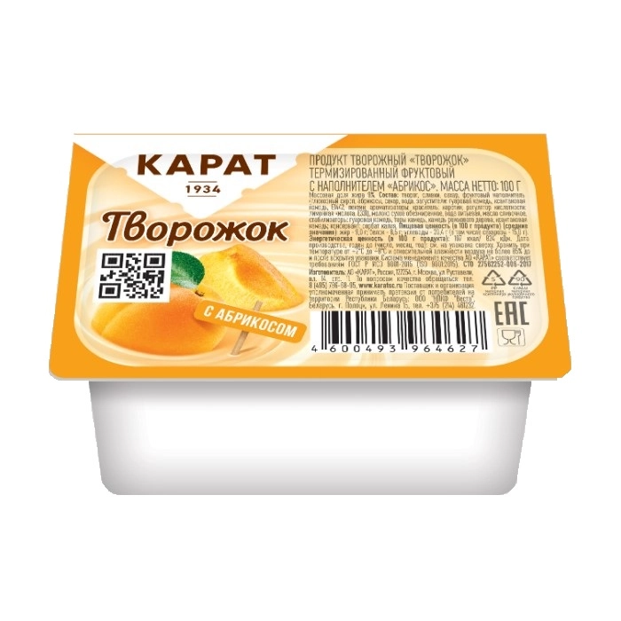 Творожок Карат Абрикос 9% 100г