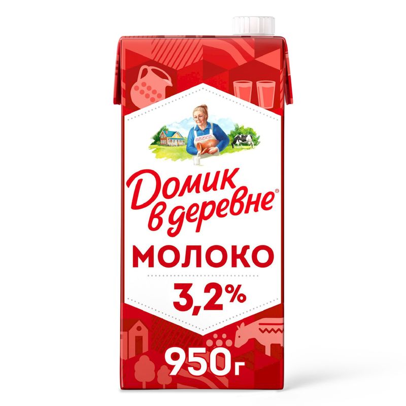 Молоко Домик в деревне 3,2% 950мл