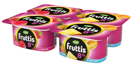 Йогуртный продукт Fruttis с малиной, ананасом и дыней 8% 115г