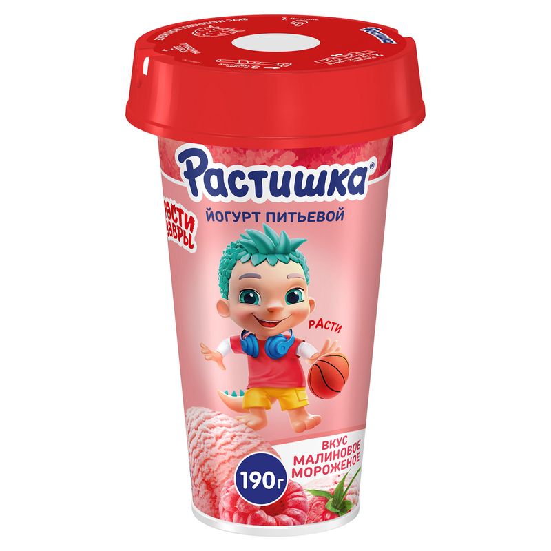 Йогурт питьевой Растишка со вкусом малинового мороженого 2.8% 190г