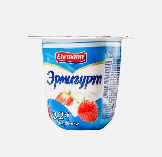 Йогуртный продукт Эрмигурт клубника 3,2% 100г