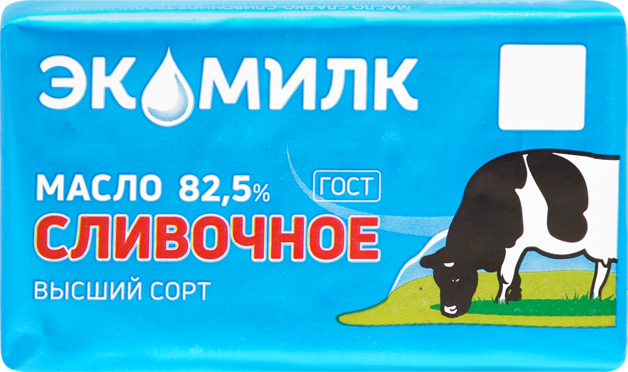 Масло сливочное ЭКОМИЛК 82,5% высший сорт 180г