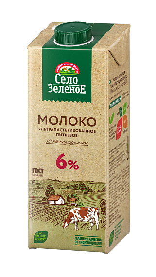 Молоко Село зеленое 6% 0,95л