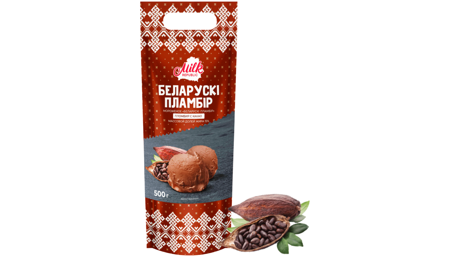 Мороженое Белорусский пломбир Какао Milk Republic 500г