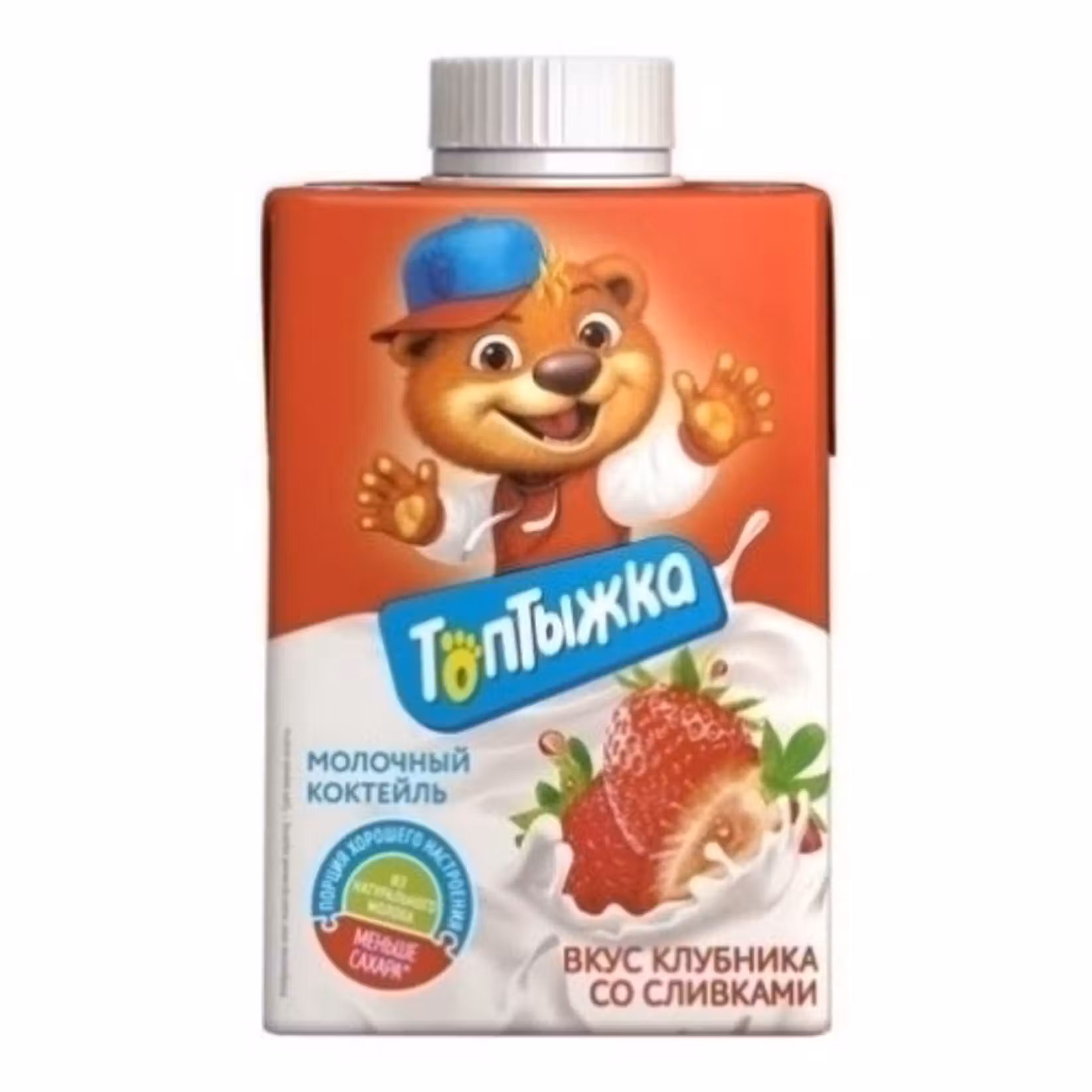 Молочный коктейль Топтыжка клубника со сливками 3,2% 500 мл