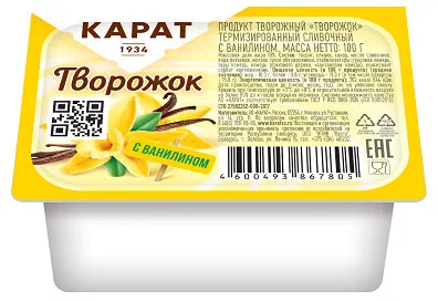 Творожок Карат с ванилином 10% 100г