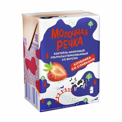 Коктейль Молочная речка Клубника со сливками 2% 200мл