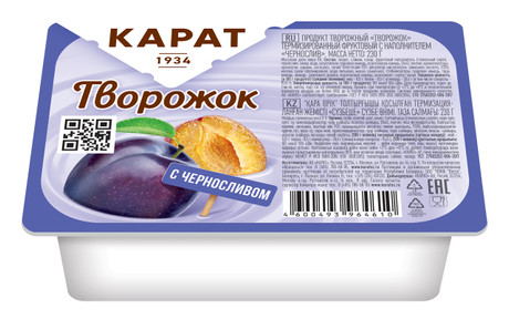 Творожок Карат с черносливом 9% 230г