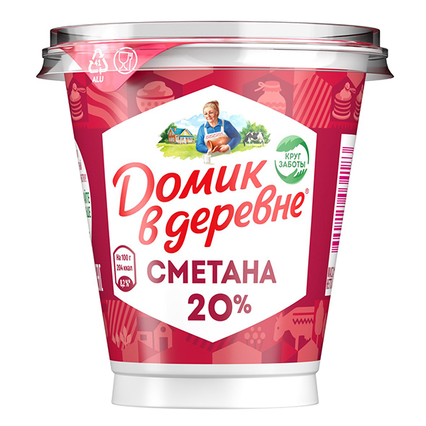 Сметана Домик в деревне из свежих сливок 20% 300г