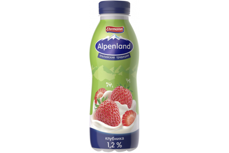 Йогурт питьевой Alpenland с клубникой 1,2% 420г