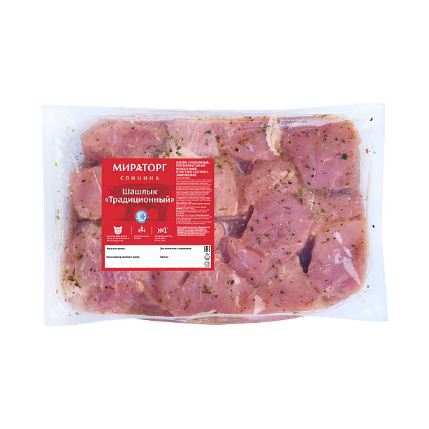 Шашлык свиной Мираторг Традиционный в маринаде замороженный ~2 кг