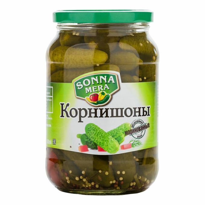 Огурцы Sonna Mera корнишоны хрустящие маринованные 0,5л
