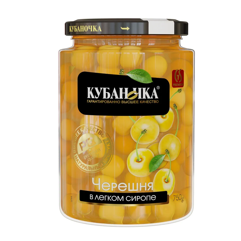 Компот Черешня в легком сиропе желтая Кубаночка 520г