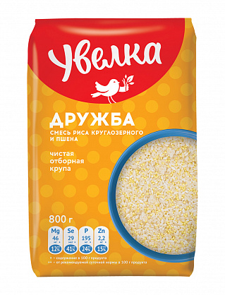 Крупа Увелка Дружба рис и пшено 800г