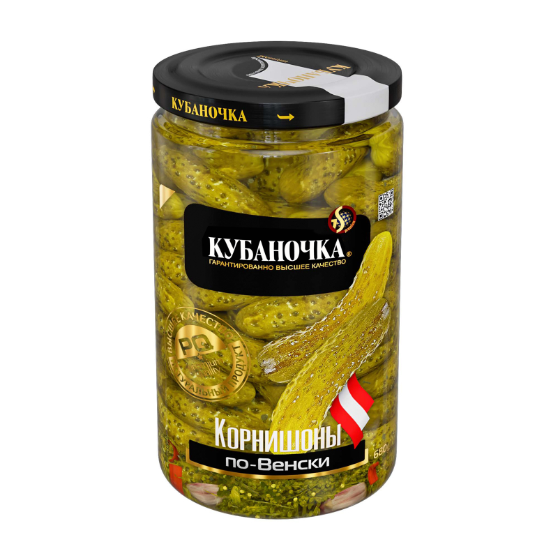 Огурцы Корнишоны по-Венски Кубаночка 680г