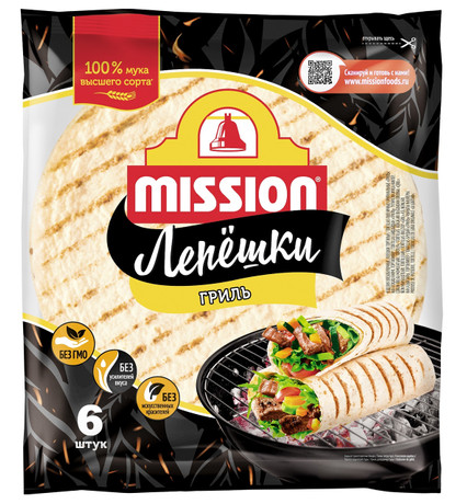 Лепешка Mission Тортилья гриль 6 шт по 20 см 250г