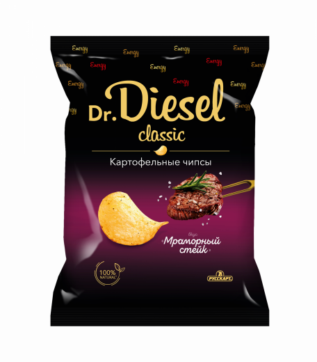 Чипсы Dr. Diesel классик из натурального картофеля со вкусом мраморный стейк 120г