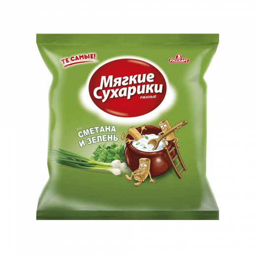 Сухарики Мягкие Русскарт со вкусом сметаны и зелени 38г