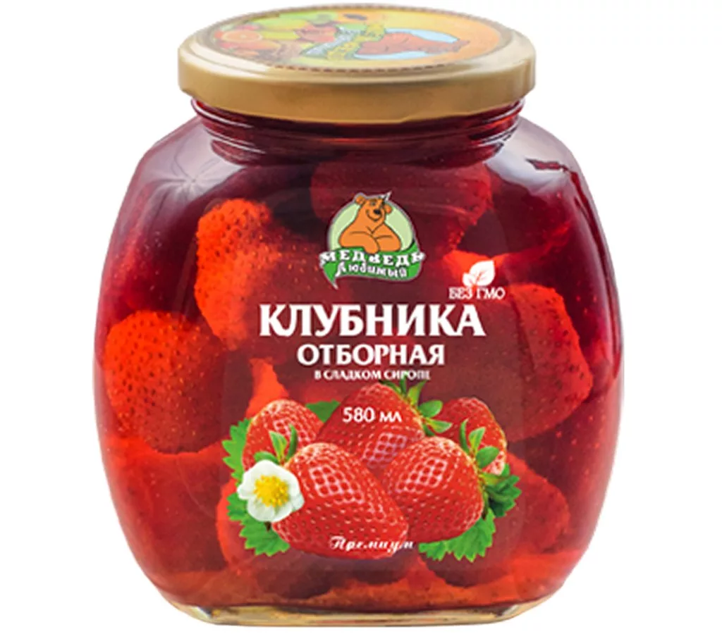 Компот Клубника в сиропе Медведь Любимый 580мл