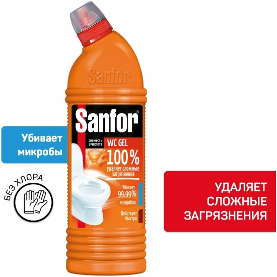 Чистящий гель SANFOR WС Gel Свежесть и Чистота для туалета 1л