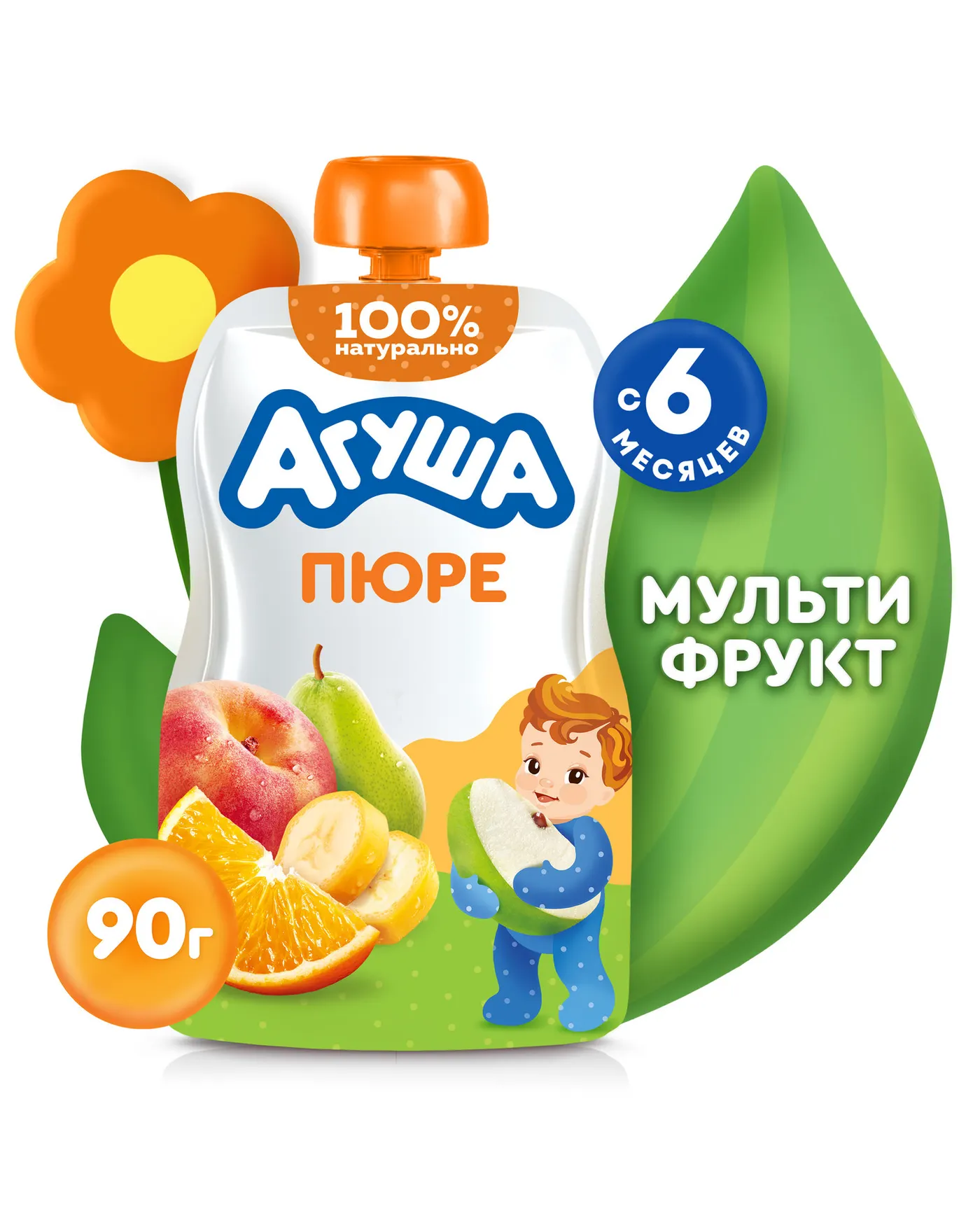Пюре Агуша Мультифрукт с 6 мес 90г