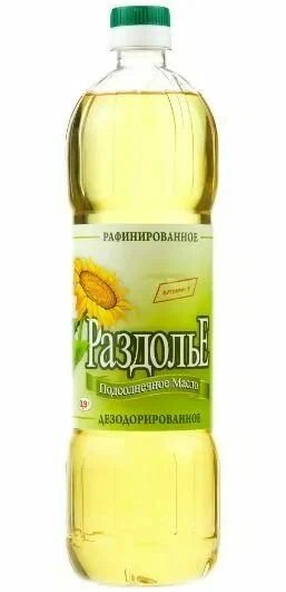 Масло подсолнечное рафинированное Раздолье 0,9л 