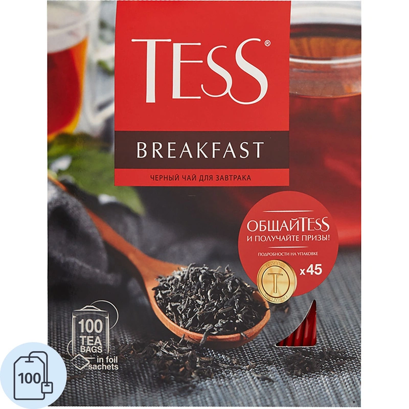 Чай чёрный Tess Breakfast 100пак
