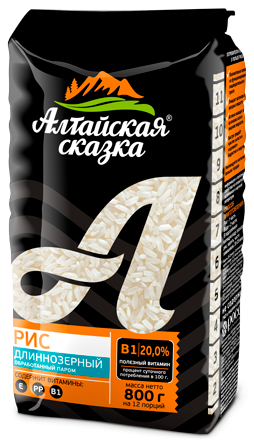 Крупа Рис длиннозерный пропаренный Алтайская сказка 800г
