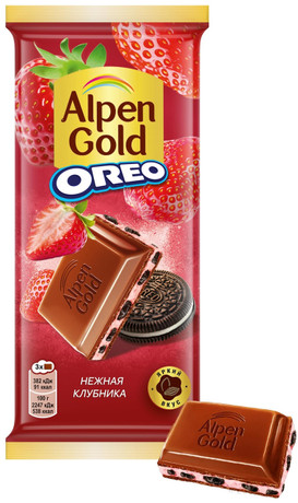 Шоколад Alpen Gold Oreo Нежная клубника молочный 85г