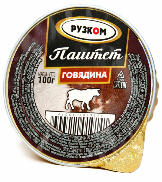 Паштет печёночный Говядина Рузком 100г