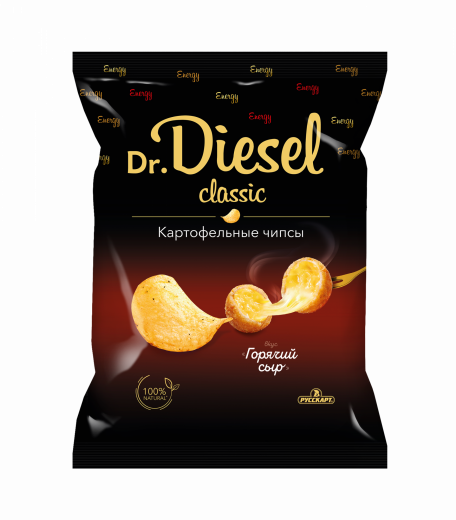 Чипсы Dr. Diesel классик из натурального картофеля со вкусом горячий сыр 120г