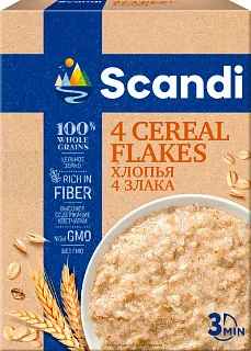 Хлопья 4 злака Scandi Увелка 400г